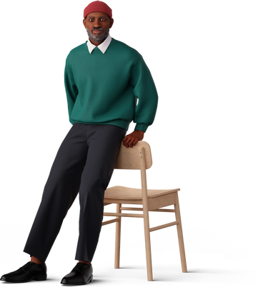 Man leaning on chair PNG, SVG