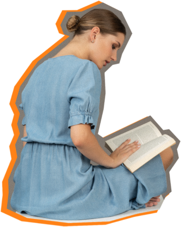 Woman with a book PNG, SVG